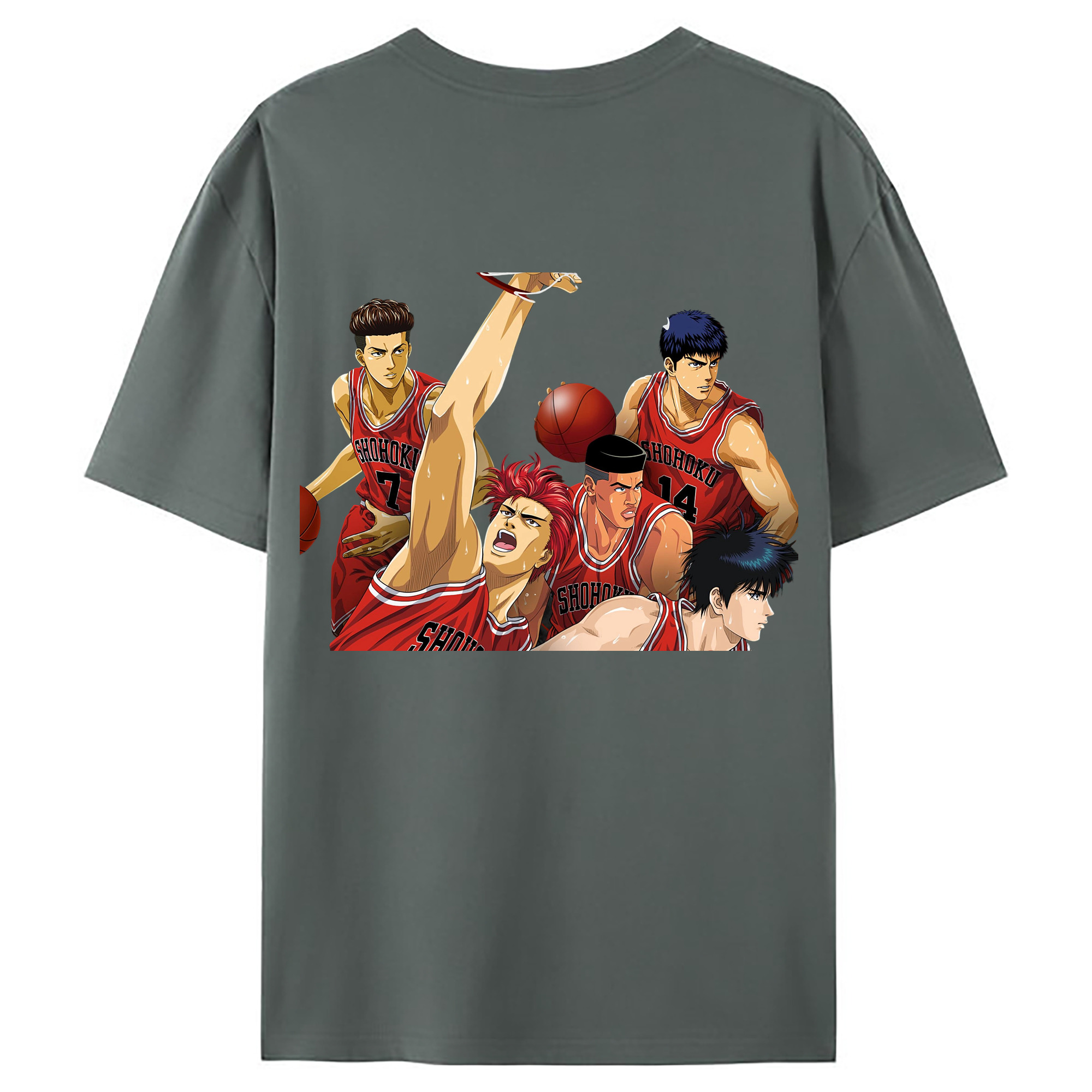 （画像用） SLAM DUNK／スラムダンク 綿100％ メンズ半袖Tシャツ（バックプリント） 通気性